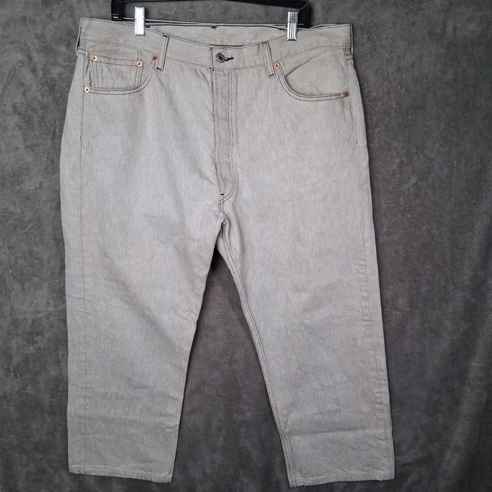 Levis 501 Mens 42x34 Classic Straight Black‎ Bleached Washed Mid Rise Button Fly